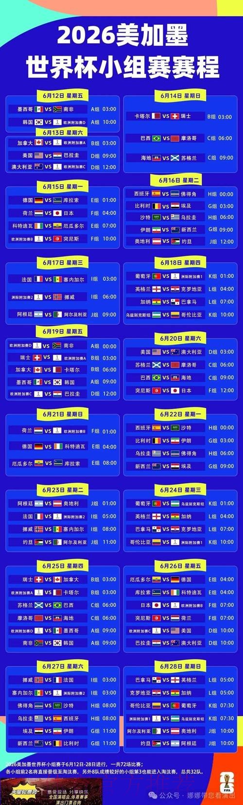 2026世界杯每日赛程官方发布赛事详情怎么看 2026世界杯每日赛程官方发布赛事详情怎么看
